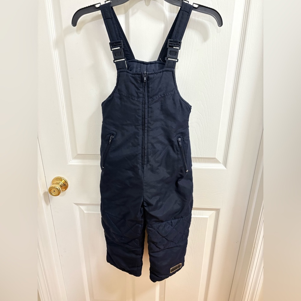 Weather control child’s snow bibs, navy blue, reinforced padded knees